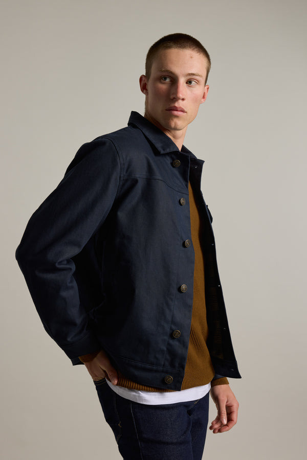 Barkers Benson Waxed Cotton Jacket in dark navy, alternate view