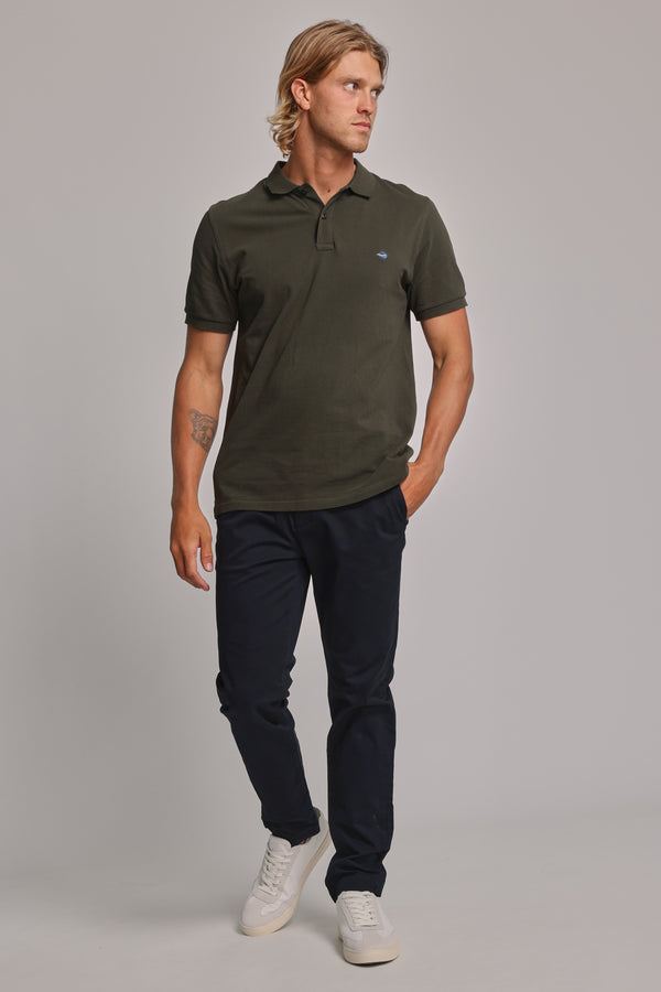 Barkers Regent Pique Polo in dark khaki, regular fit, alternate view