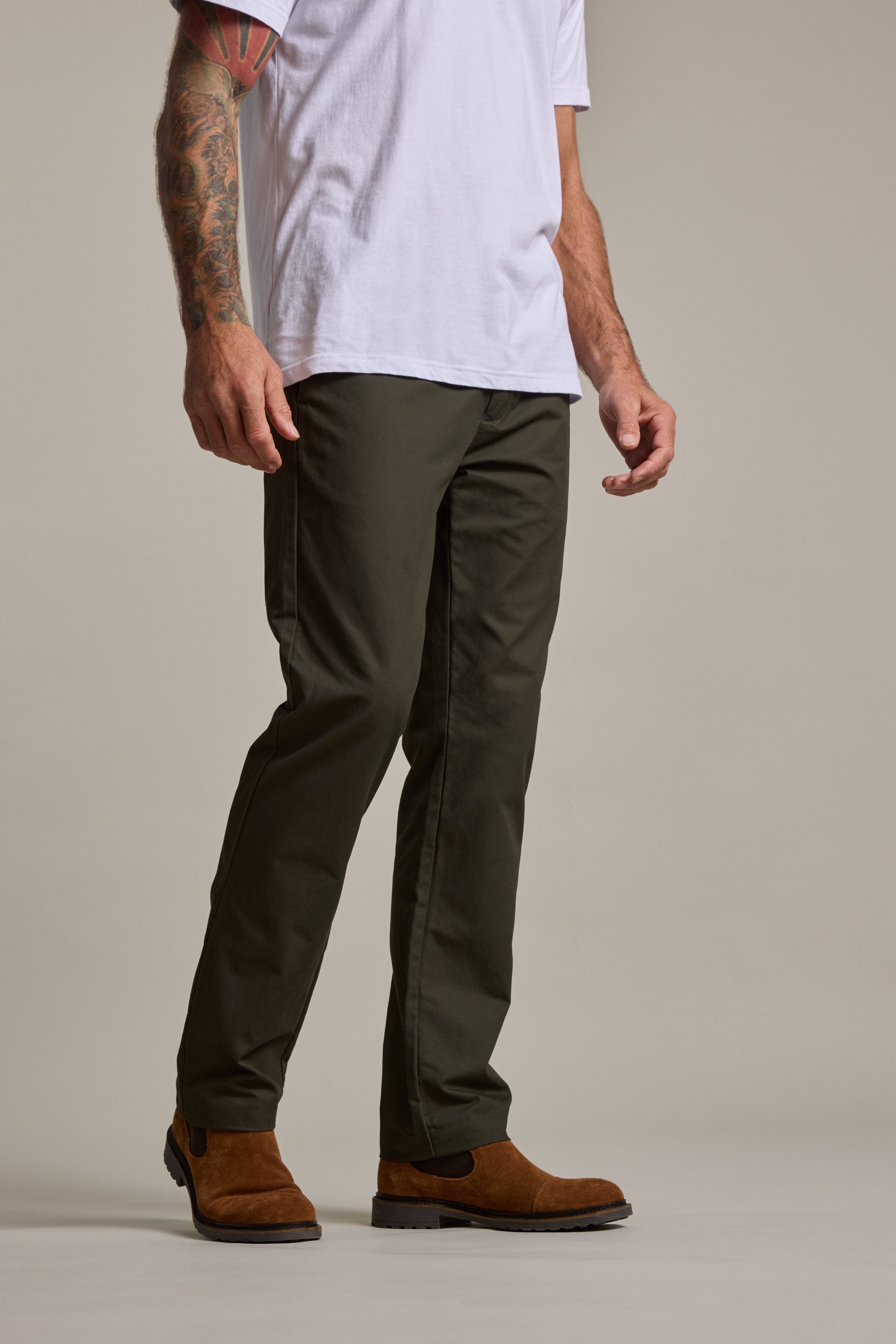 Barkers Dundas Chino Pant in dark khaki, relaxed fit, additional view