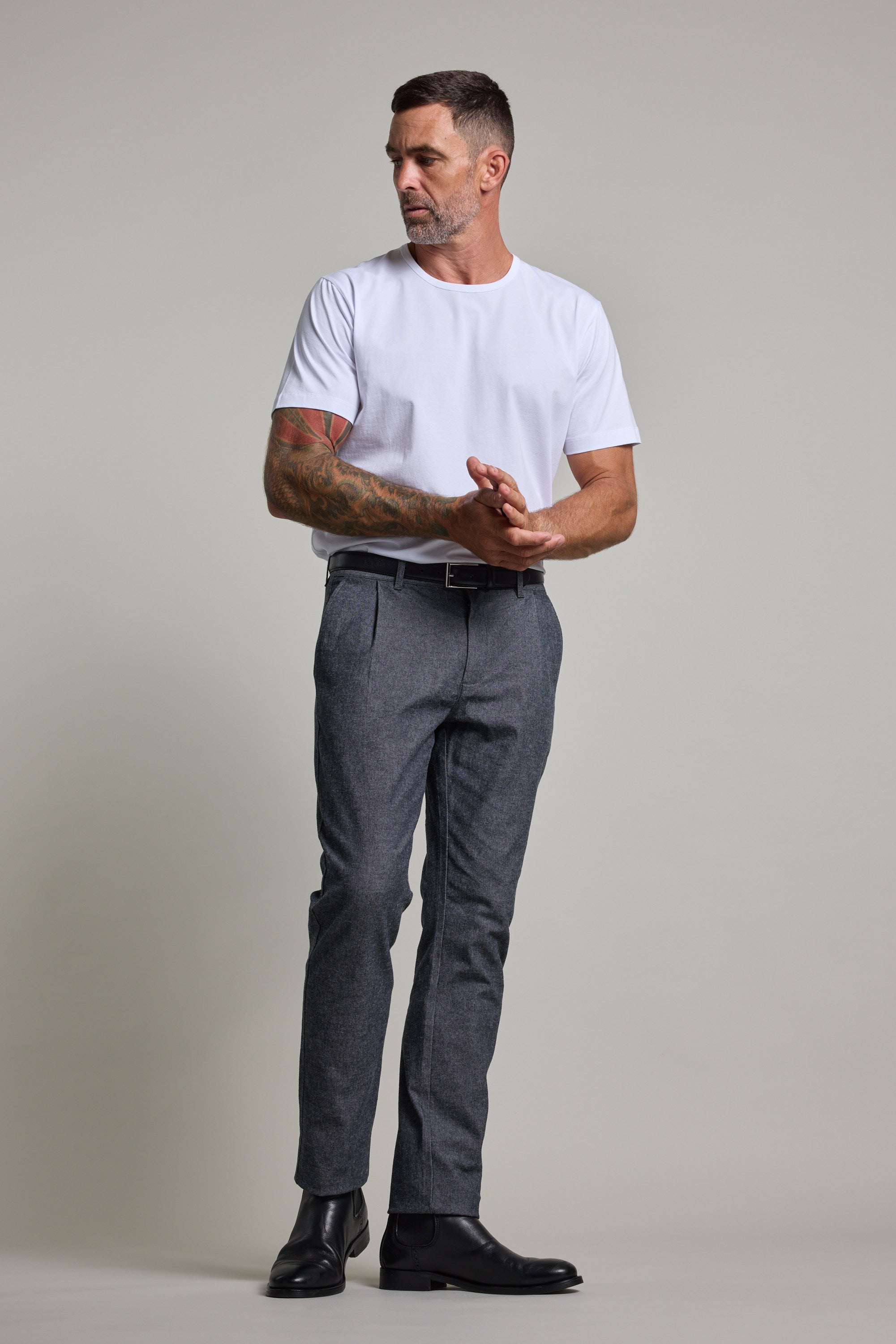 Barkers Newman Cotton Pant in grey, relaxed fit