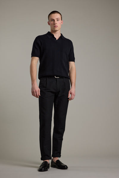 Barkers Newman Linen Pant in black, relaxed fit