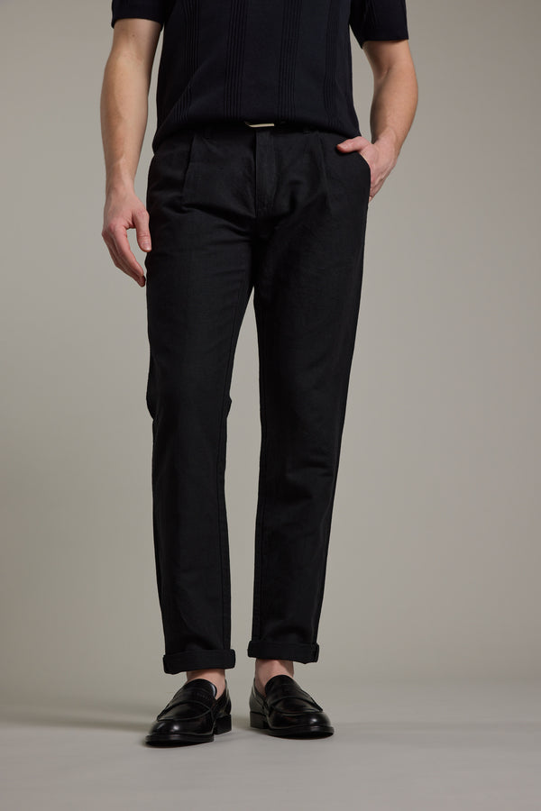 Barkers Newman Linen Pant in black, relaxed fit, additional view