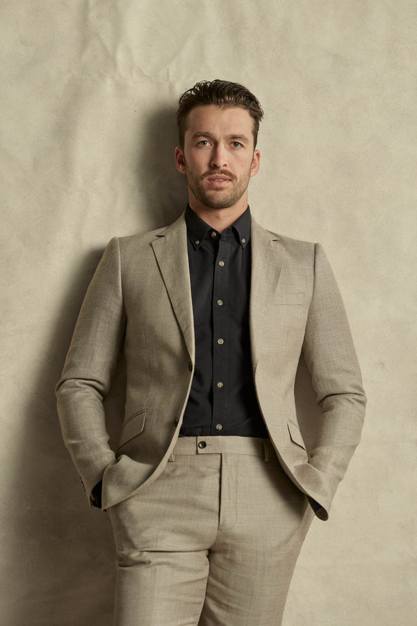 Barkers Grantley Linen Suit Trouser in natural, tapered fit
