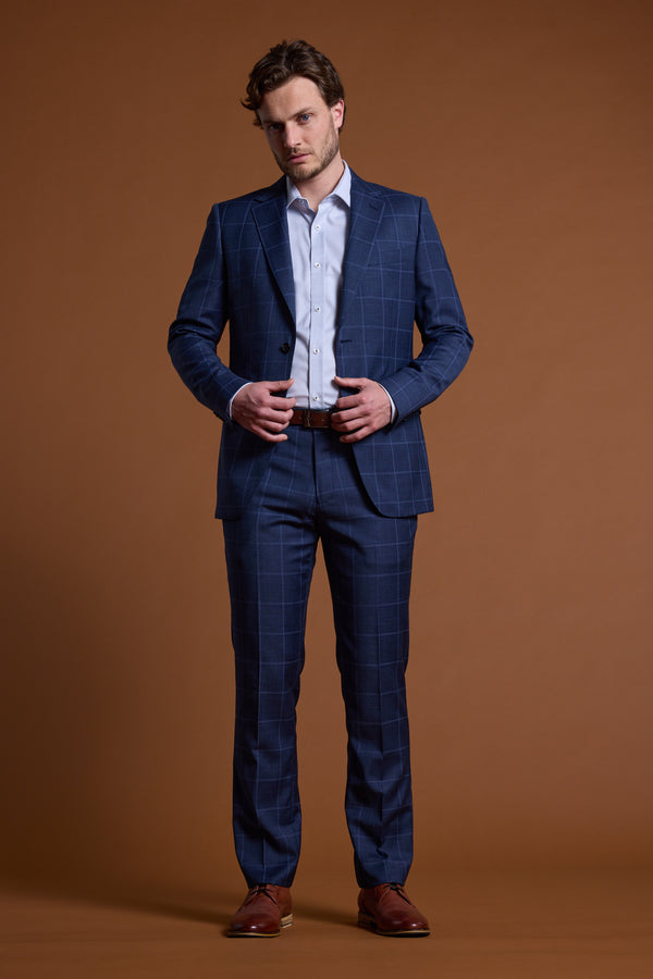 Barkers Treyburn Check Suit Jacket in blue check, merino, additional view