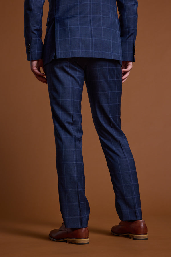 Barkers Treyburn Check Suit Trouser in blue check, merino, additional view