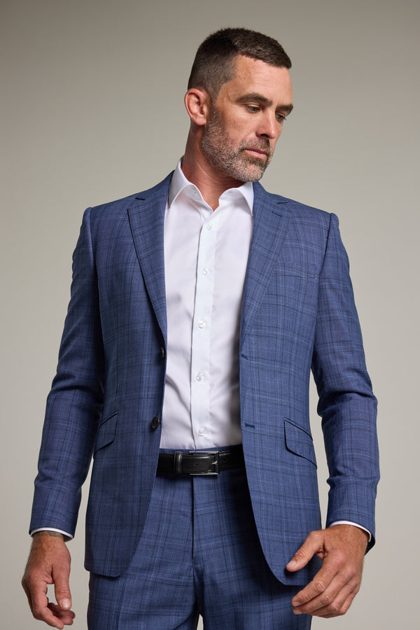 Barkers Hanson Check Suit Jacket in blue, wool, additional view
