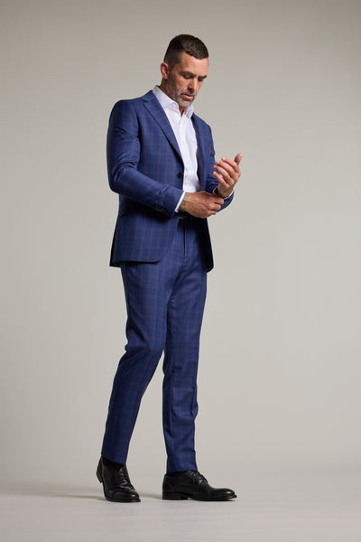 Barkers Paddington Check Suit Trouser in blue check, wool