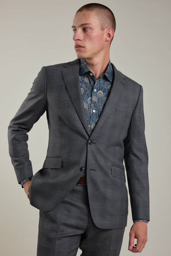 Barkers Ormsby Check Suit Jacket in grey check, merino wool, alternate view