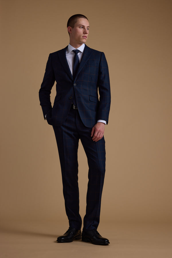 Barkers Exton Check Suit Trouser in navy/rust, additional view