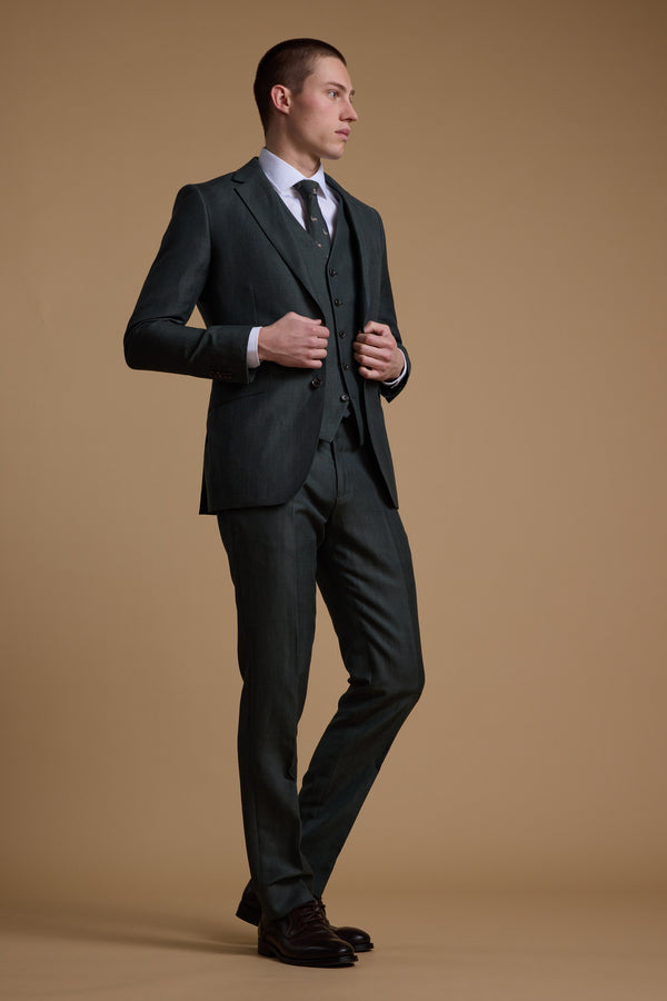 Barkers Faulkner Texture Suit Trouser in green, tailored fit, additional view