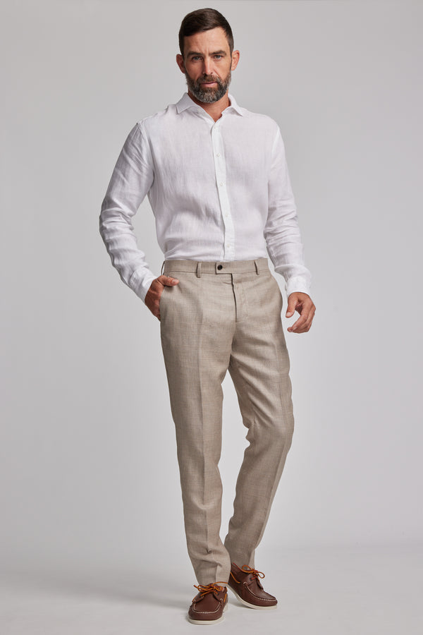 Barkers Grantley Linen Suit Trouser in natural, tapered fit, additional view