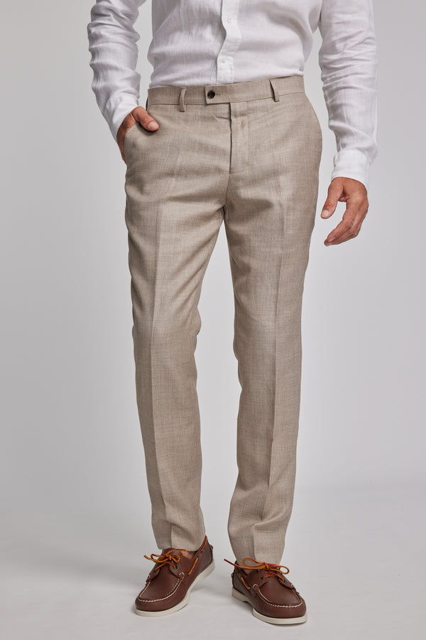 Barkers Grantley Linen Suit Trouser in natural, tapered fit, additional view