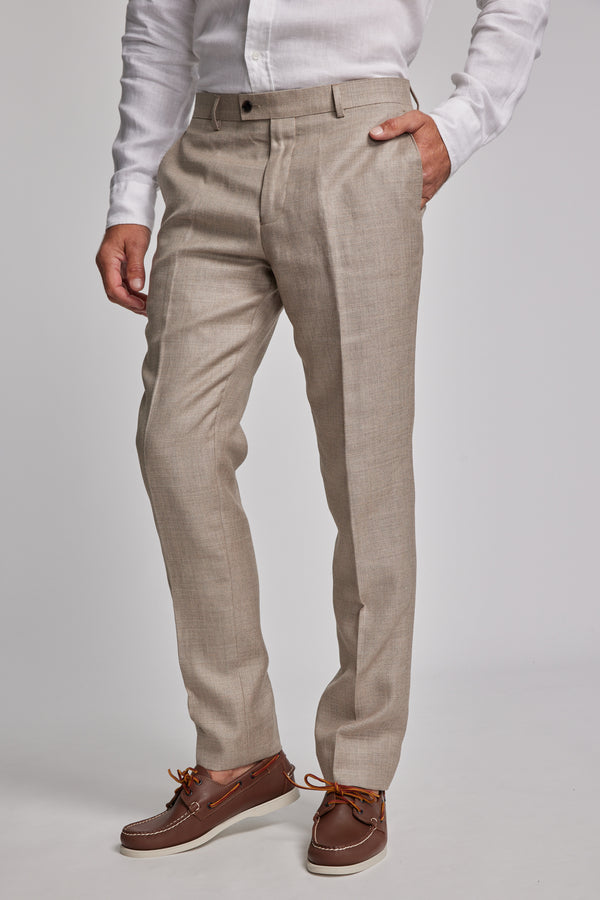 Barkers Grantley Linen Suit Trouser in natural, tapered fit, alternate view