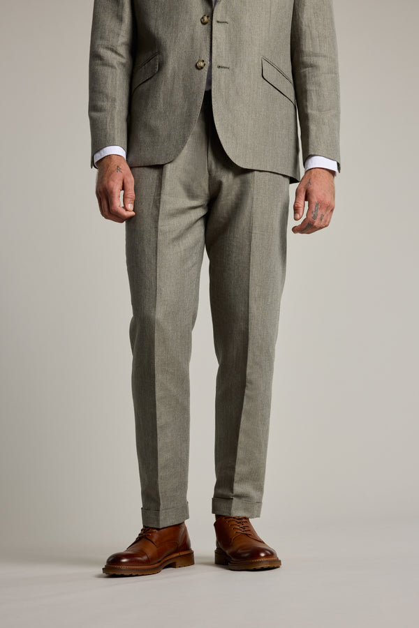 Barkers Paxton Linen Pant in green, relaxed fit, alternate view