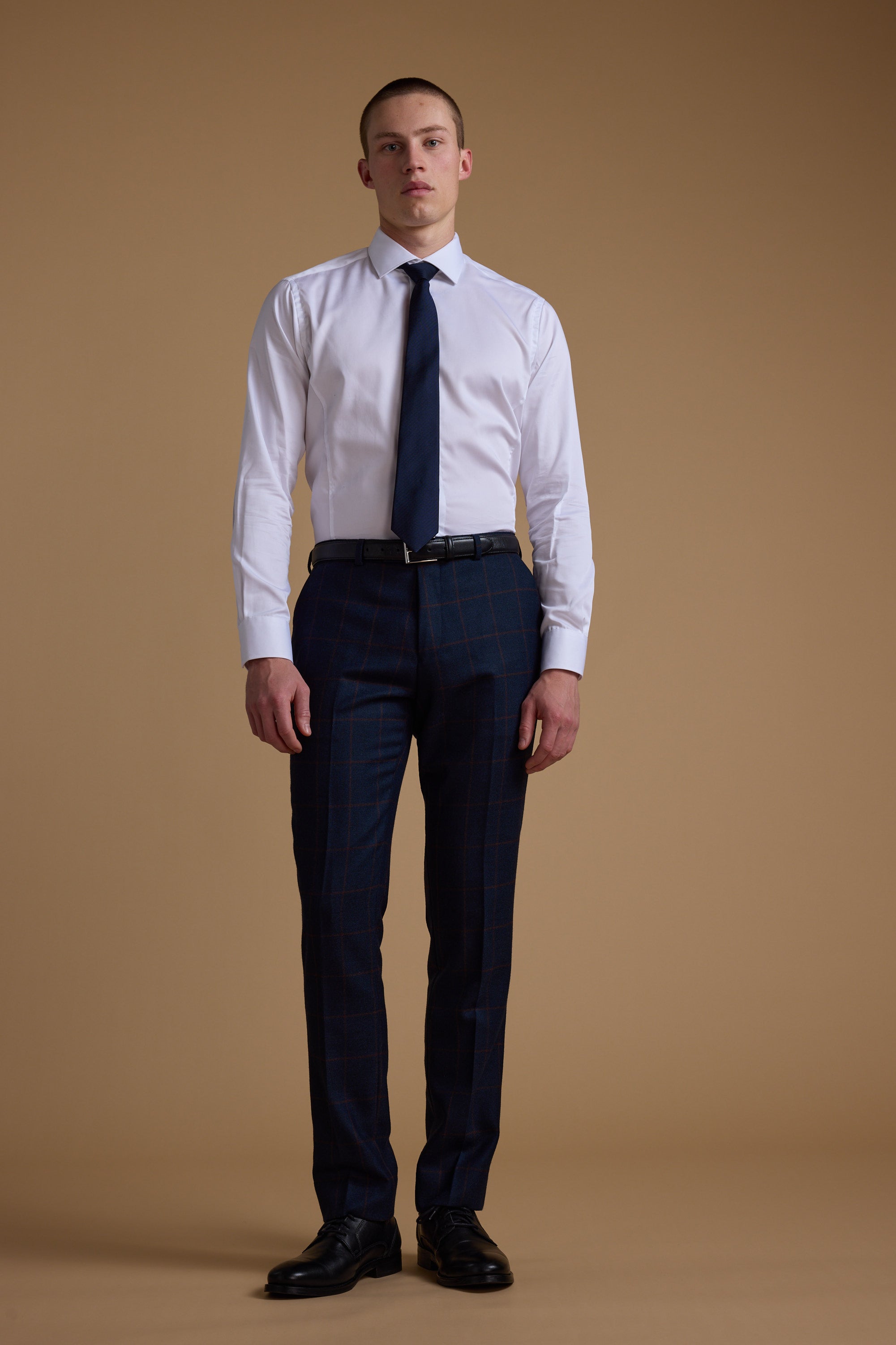 Barkers Exton Check Suit Trouser in navy/rust