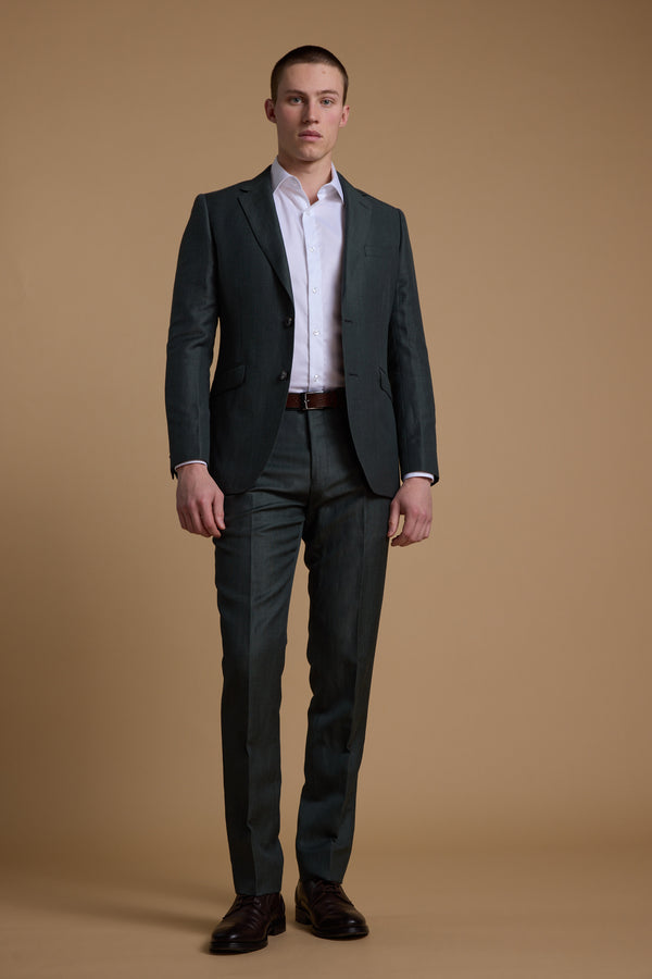 Barkers Faulkner Texture Suit Trouser in green, tailored fit