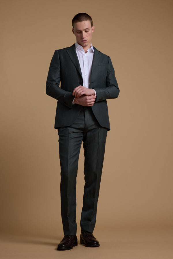 Barkers Faulkner Texture Suit Trouser in green, tailored fit, additional view