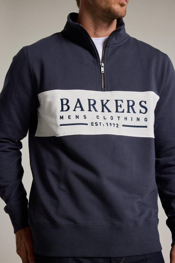 Barkers Heritage 1/4 Zip in navy/white, additional view