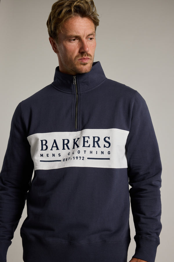 Barkers Heritage 1/4 Zip in navy/white, additional view