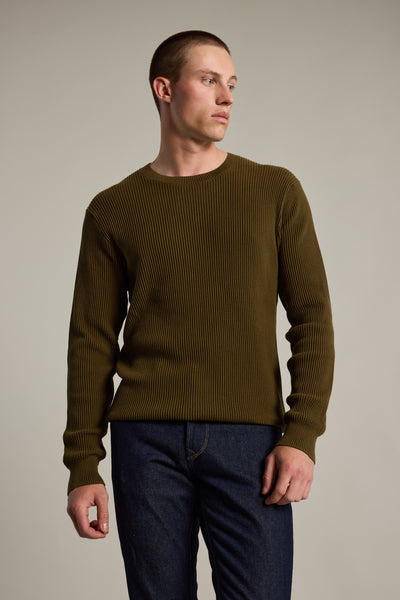 Barkers Robin Cotton Crew in khaki, cotton