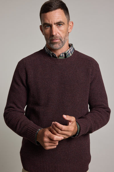 Barkers Mckenzie Woollen Crew in plum, alternate view