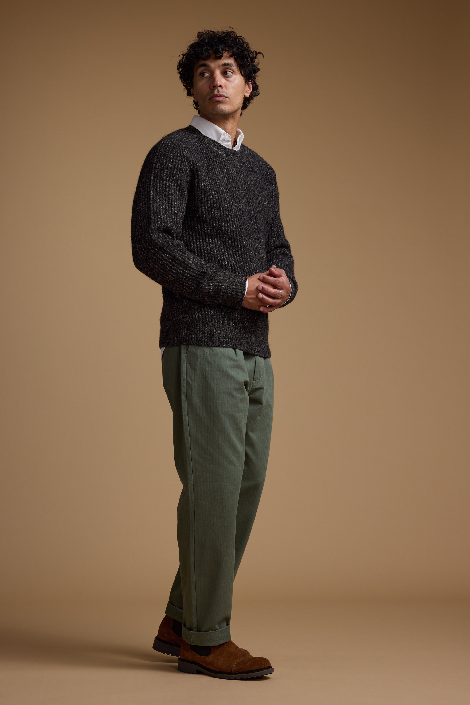 Barkers Wadley Twill Pant in khaki, relaxed fit