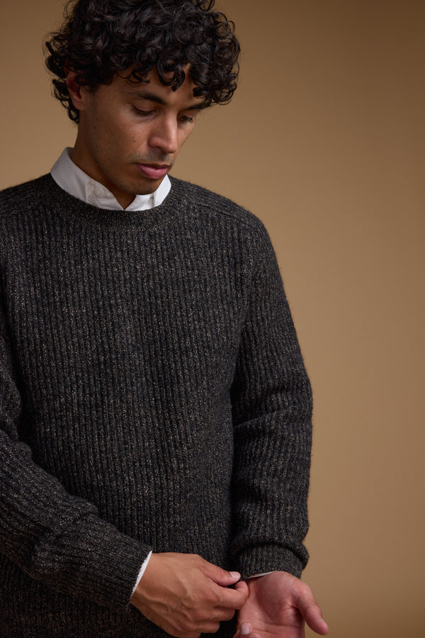 Barkers Hawthorn Woollen Crew in bark melange, relaxed fit, additional view