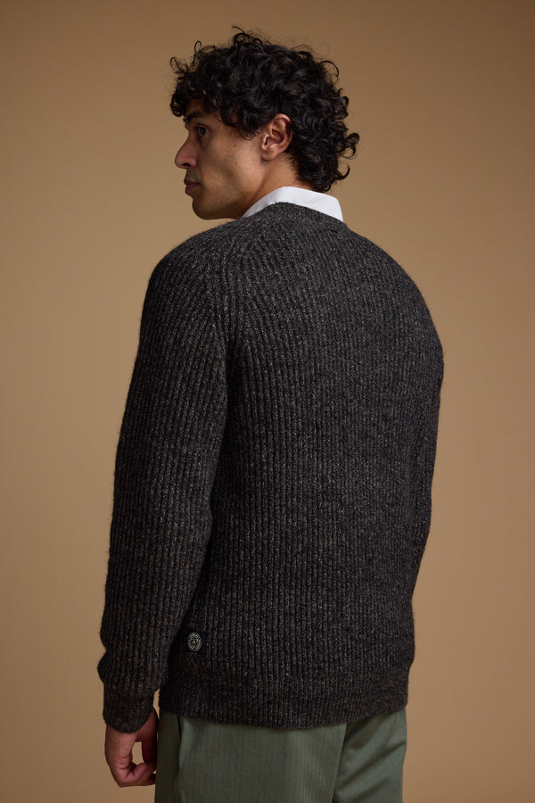 Barkers Hawthorn Woollen Crew in bark melange, relaxed fit, additional view