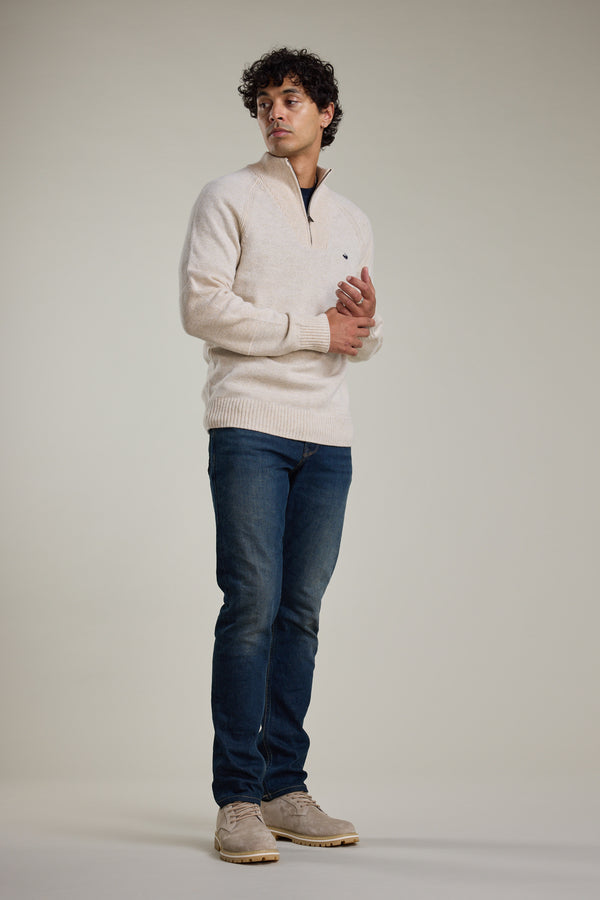 Barkers Rowley Woollen 1/4 Zip in oatmeal, additional view