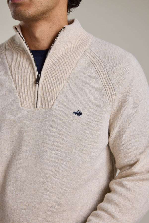 Barkers Rowley Woollen 1/4 Zip in oatmeal, alternate view