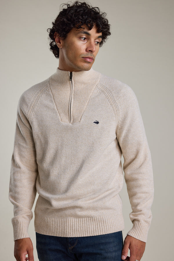 Barkers Rowley Woollen 1/4 Zip in oatmeal, additional view