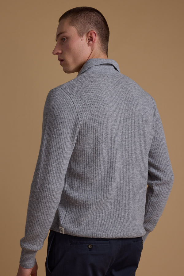 Barkers Braxton Merino Long Sleeve Polo in grey marl, additional view