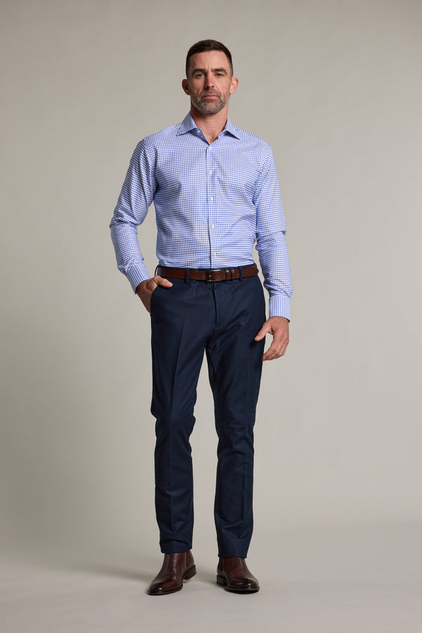 Barkers Acer Business Shirt in navy check, tailored fit, additional view