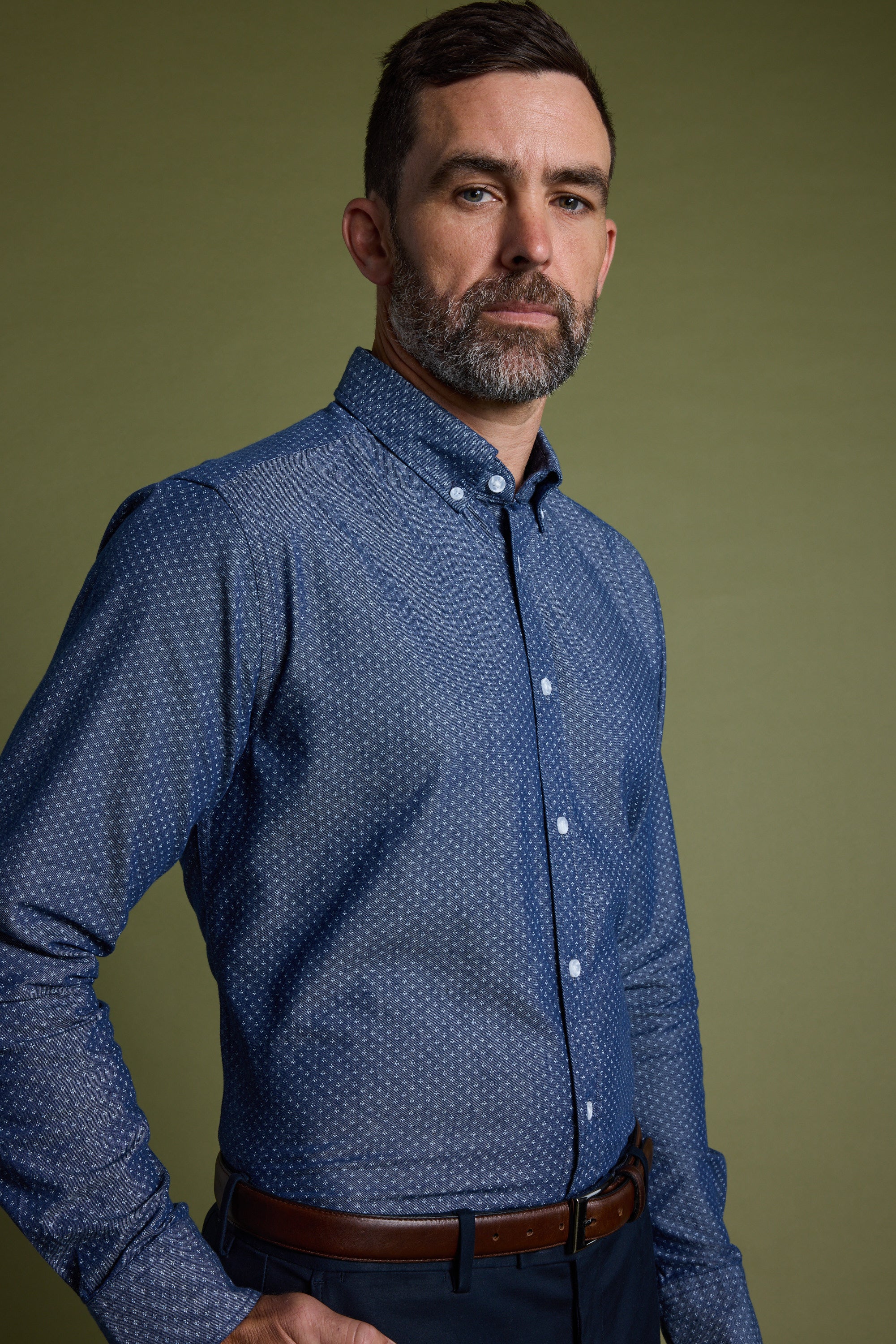 Barkers Midlands AOP Shirt in blue, tailored fit