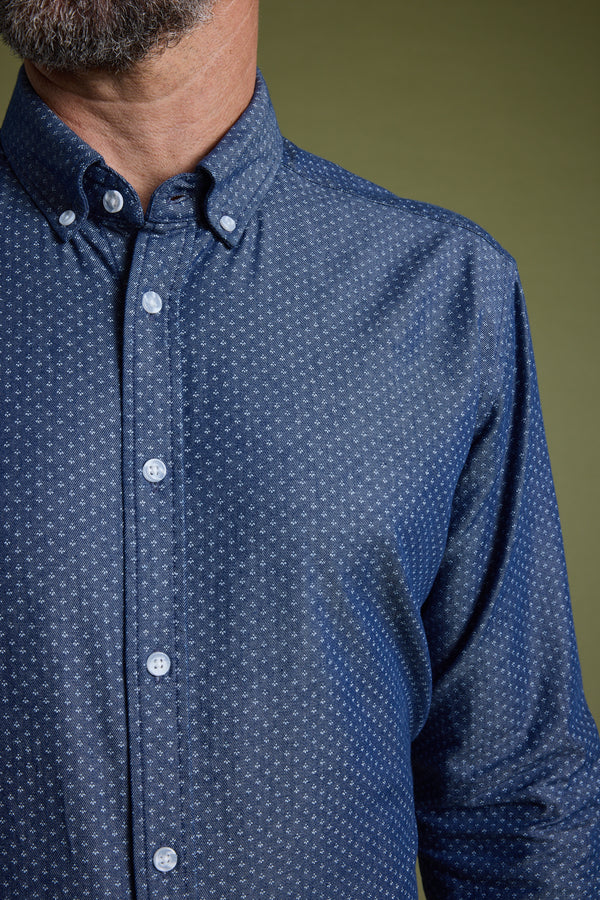 Barkers Midlands AOP Shirt in blue, tailored fit, alternate view