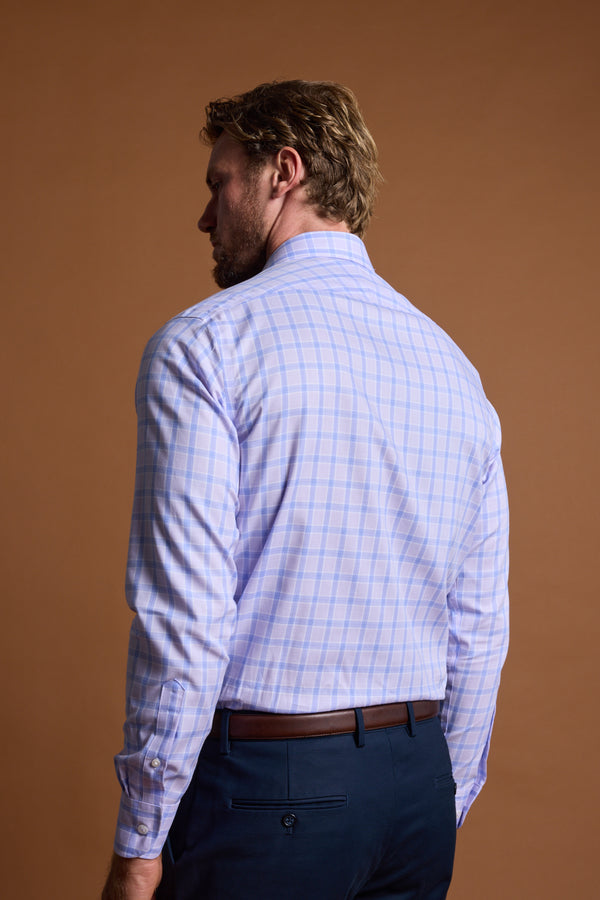 Barkers Larry Check Business Shirt in lilac, tailored fit, additional view