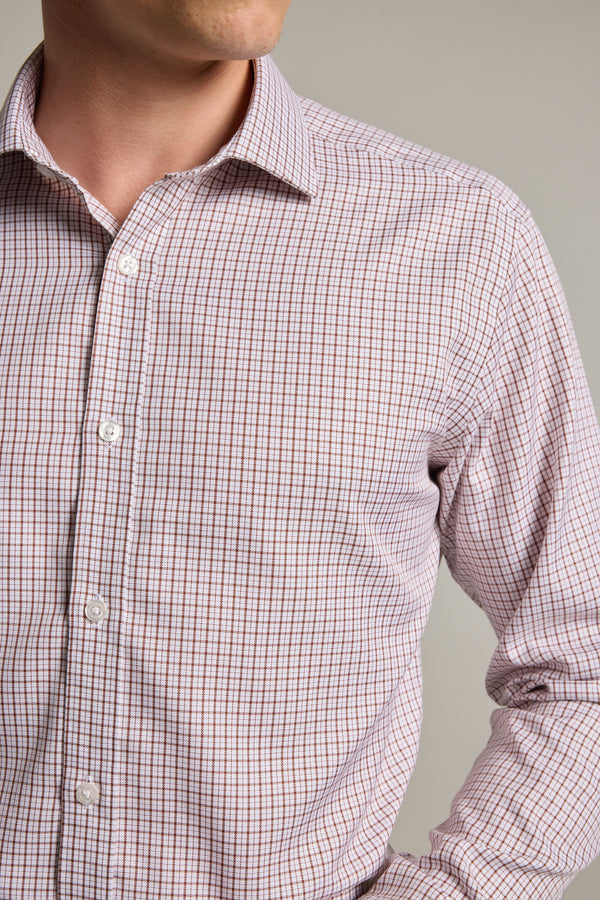 Barkers Marbury Check Business Shirt in brown, tailored fit, alternate view