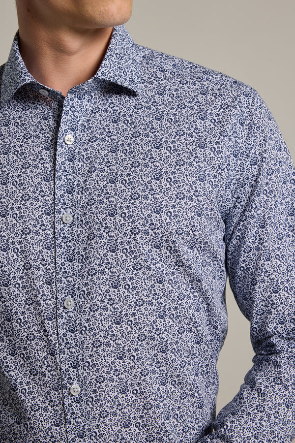 Barkers Gordon Print Business Shirt in navy, tailored fit, additional view