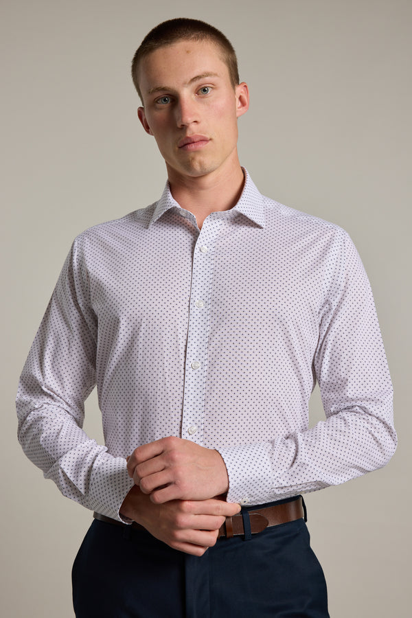 Barkers Foster Print Business Shirt in white, tailored fit, additional view