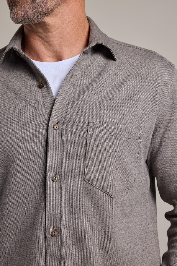 Barkers Carver Knitted Shirt in oatmeal, tailored fit, additional view