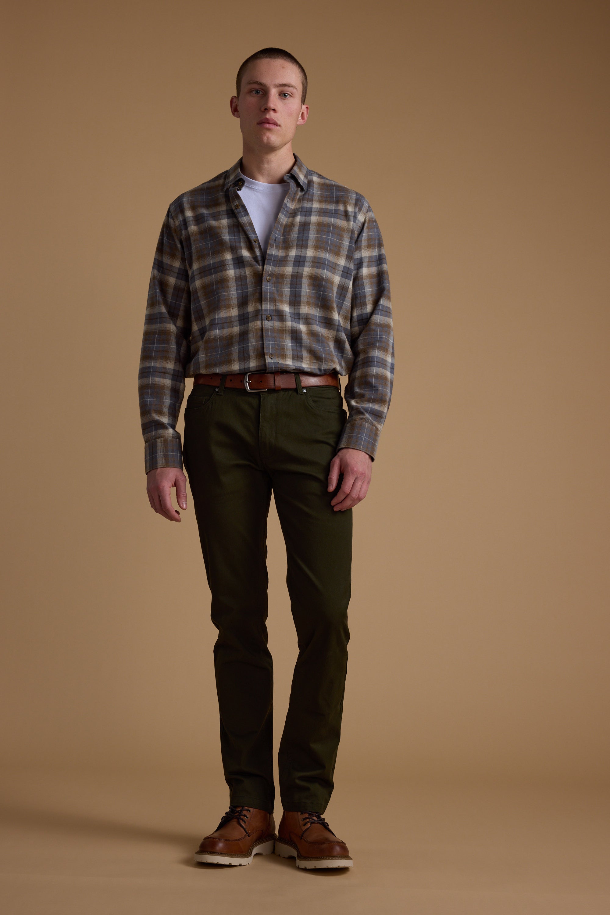 Barkers Derick Check Shirt in grey check, classic fit