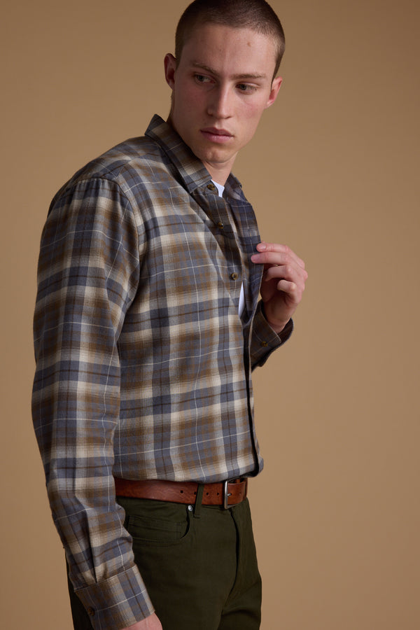 Barkers Derick Check Shirt in grey check, classic fit, additional view