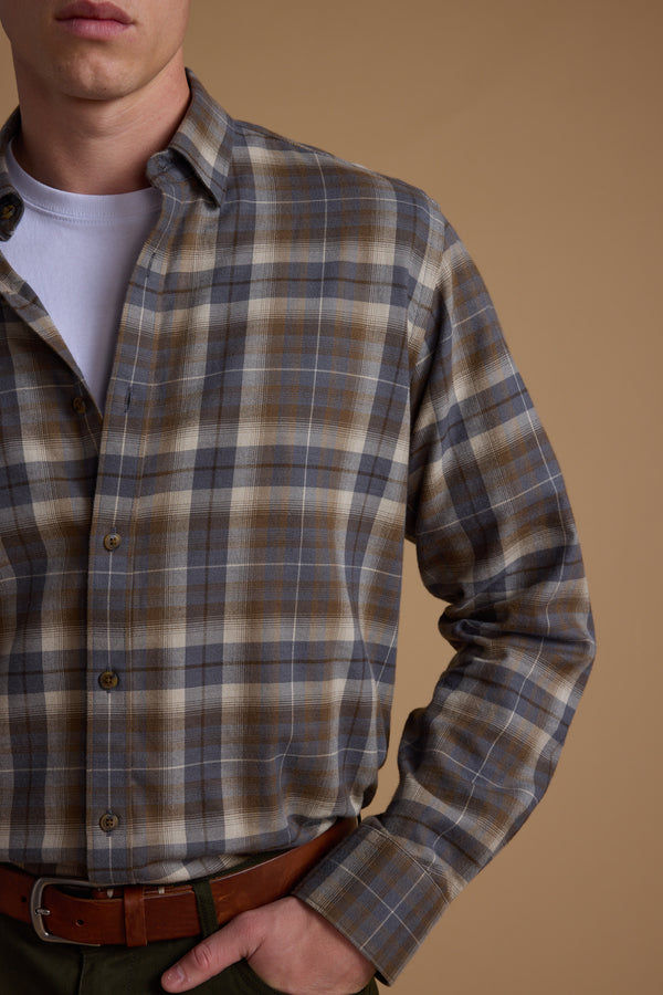 Barkers Derick Check Shirt in grey check, classic fit, additional view
