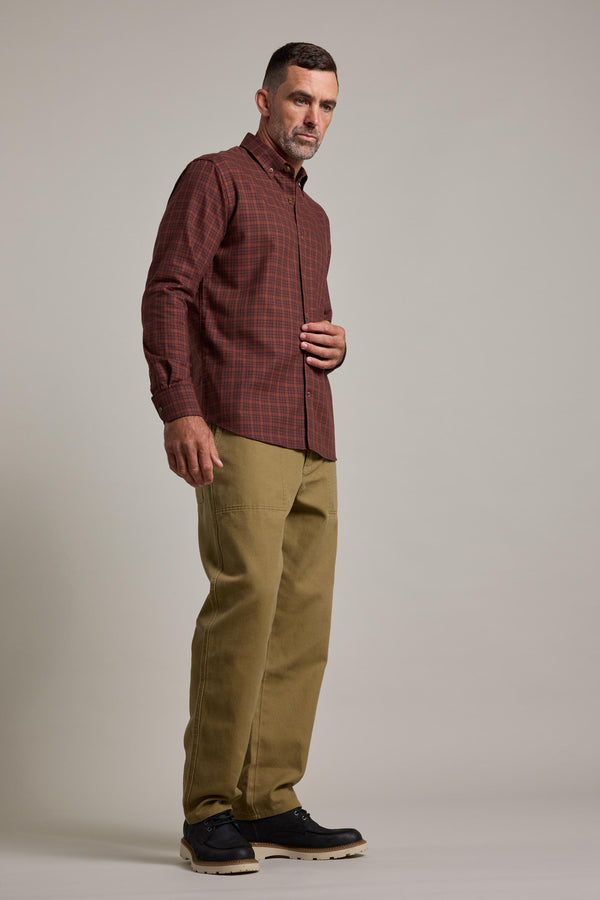 Barkers Rowen Check Shirt in rust check, slim fit, additional view