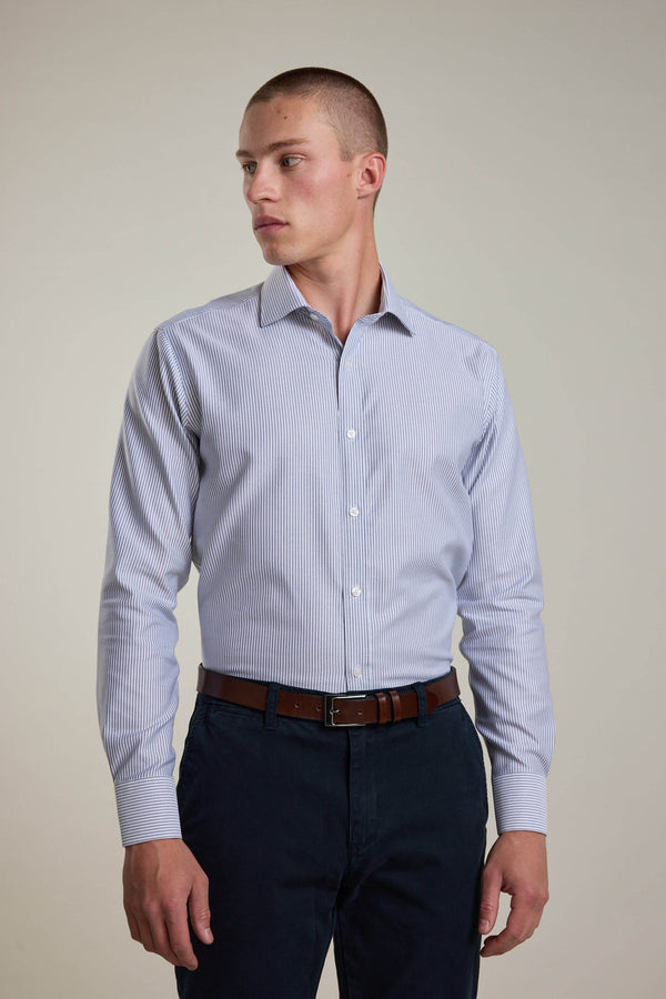 Barkers Rhea Stripe Business Shirt in navy/white, tailored fit, alternate view