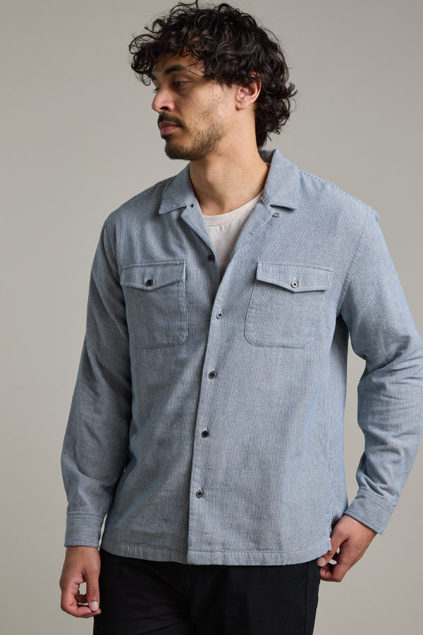 Barkers Sherman Cuban Overshirt in navy, additional view