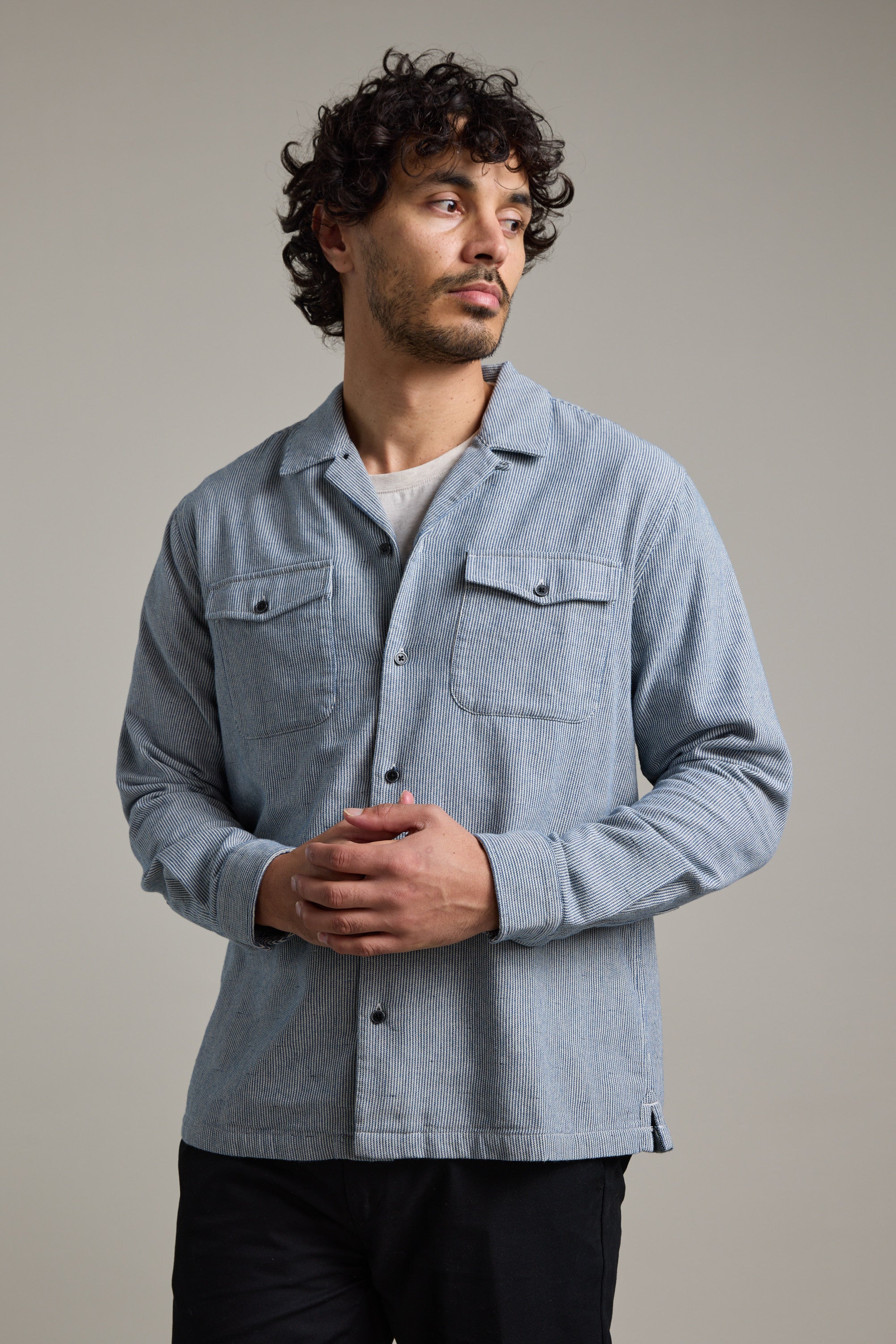 Barkers Sherman Cuban Overshirt in navy