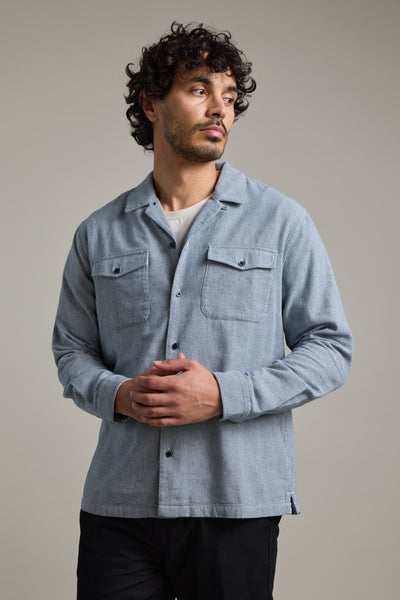 Barkers Sherman Cuban Overshirt in navy