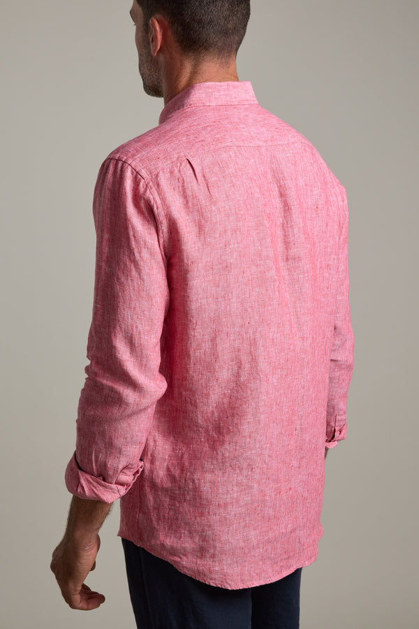 Barkers Dorset Linen Shirt in red marl, tailored fit, additional view