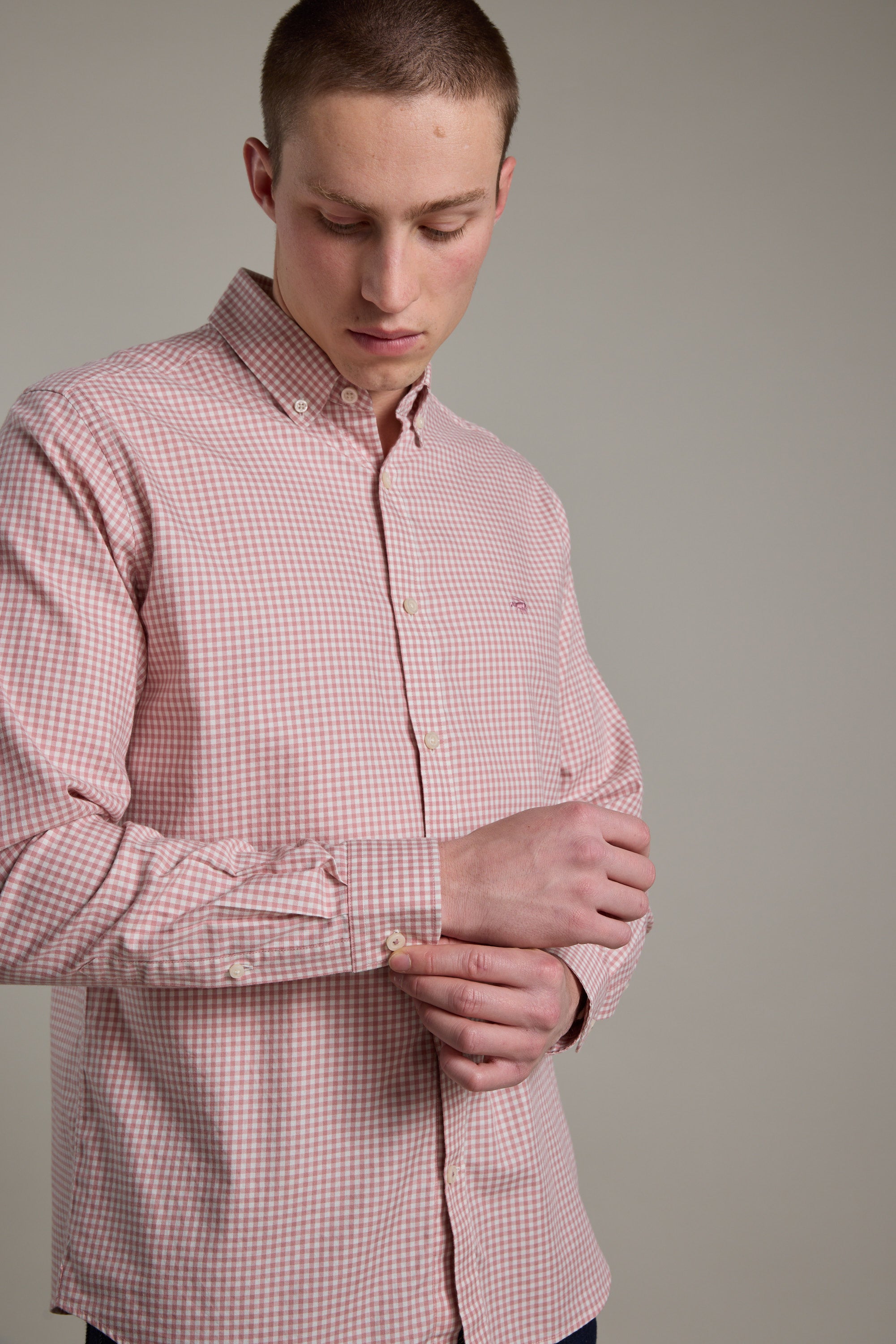 Barkers Courtland Check Shirt in pink check, classic fit